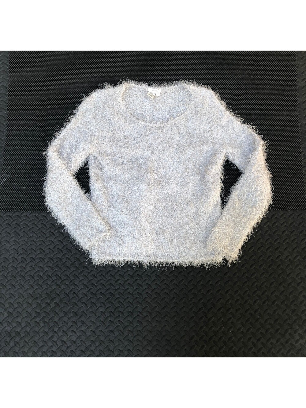 Sophie Max Fuzzy Textured Light Gray Sweater Size Small